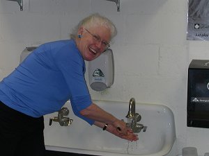 Helen at sink